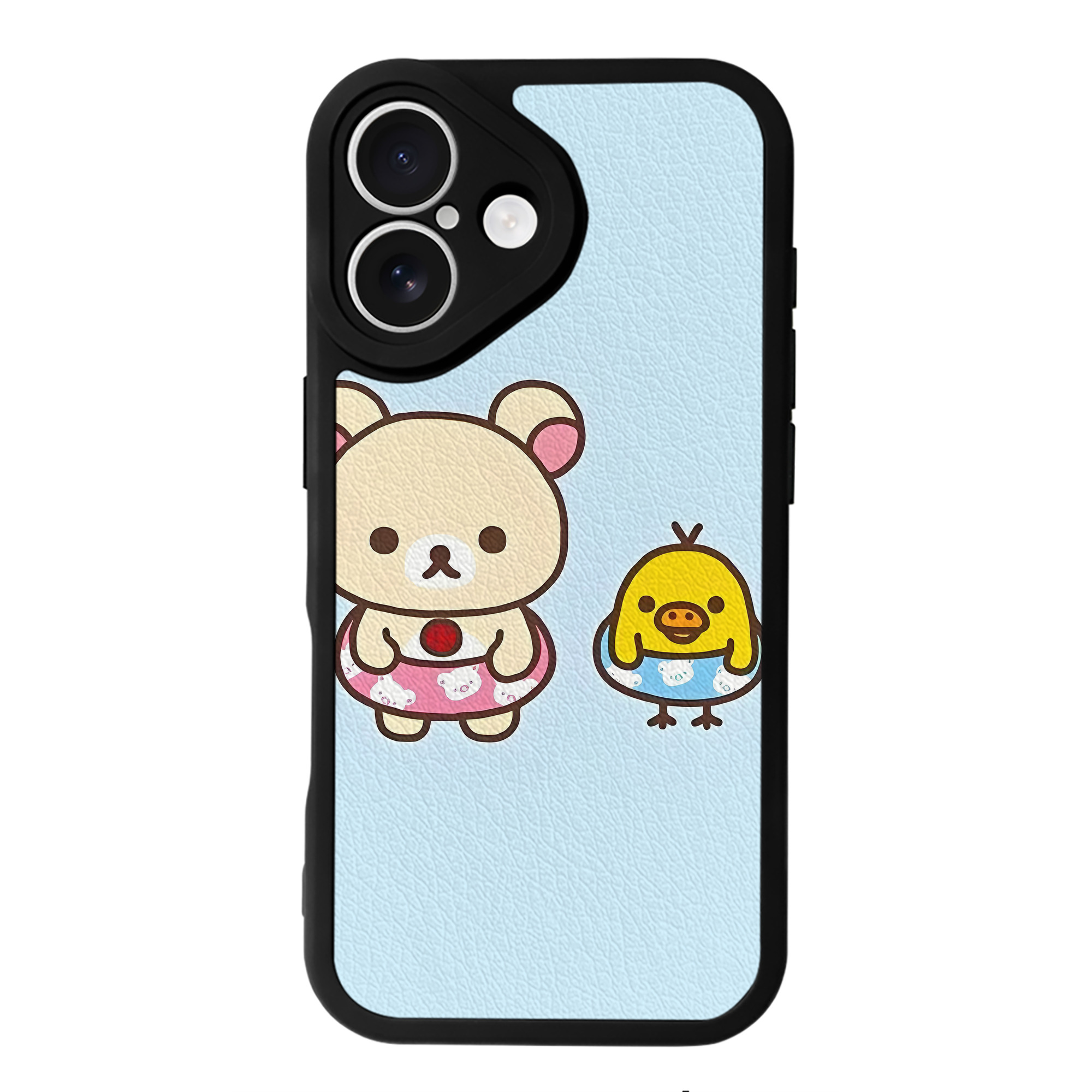 （画像用） リラックマ リラックマ キイロイトリ Rilakkuma Korilakkuma Kiiroitori 【iPhone 16シリーズ対応】シリコンスマホケース（レザー調） 材質：シリコン